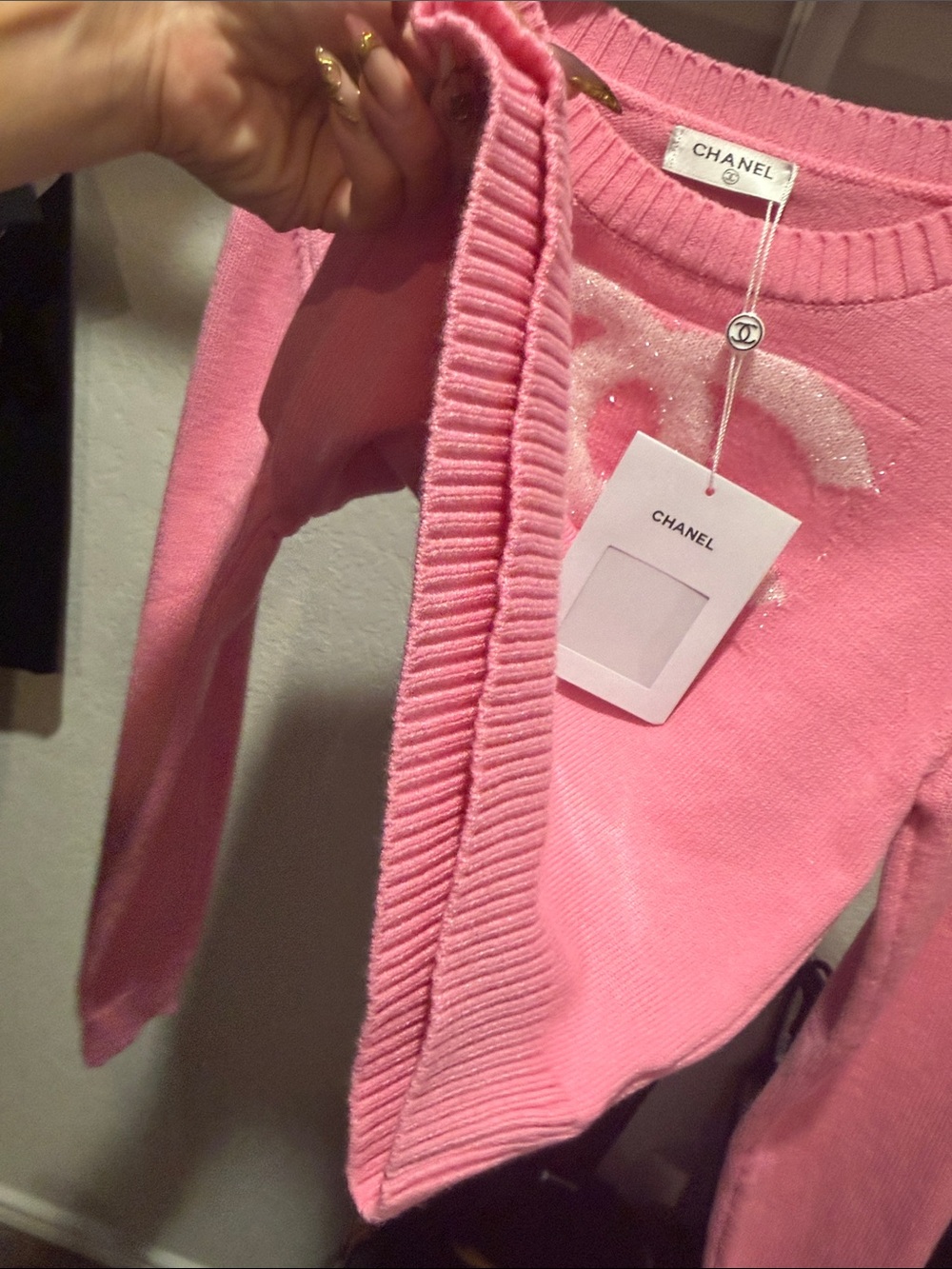 CHANEL Pink Crewneck Knit Sweater - Picture 7 of 12